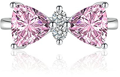Ayoiow Anello Donna Rosa Anello Fiocco con Rosa Zirconia Cubica Fede Nuziale Aerre