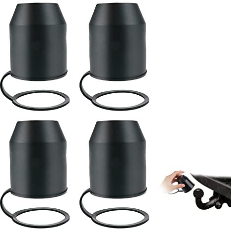 Anhängerkupplung Abdeckung 4 Stück,Plastik Anhängerkupplung Schutzkappe mit Sicherungsring,für Ø 50 mm Kugelkopfkupplungen für Auto Wohnmobil(Schwarz)