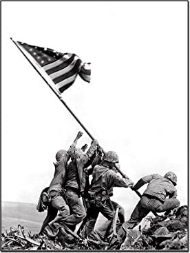 QITEX Bilderwand Badezimmer bilder Iwo Jima Flaggenhisser Poster Schwarz und Weiß Retro Historisches Poster Leinwand Malerei Poster für Schlafzimmer Dekor 40x60cm (Kein Rahmen)