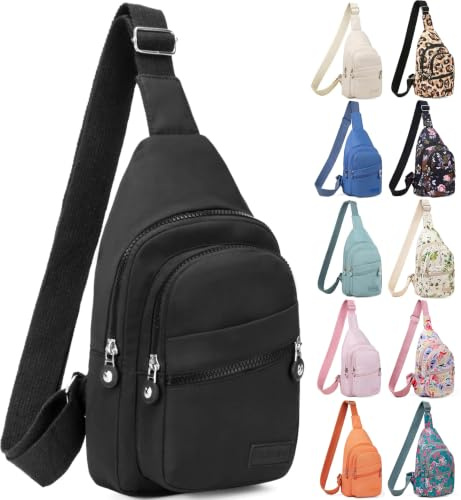 Banelu Small Sling Backpack Crossbody Sling Bag for Women Men, Chest Bag Daypack Fanny Pack Cross Body Bag for Outdoors Hiking Traveling - Black