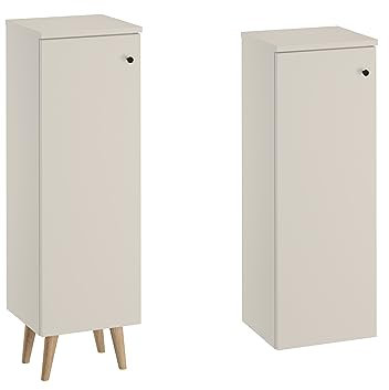 Erst-Holz Halbhoher Badschrank helles grau/Taupe wahlweise mit oder ohne Füße in Eiche V-90.59-02HHSchrank ohne Füße
