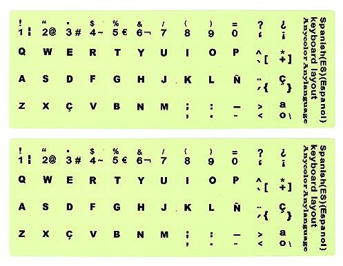 PATIKIL Español Teclado Pegatinas Brillan en la Oscuridad, 2 Paquete Luminoso Universal Teclado Reemplazo Cubierta para Notebook Escritorio Computadora, Negro Letras