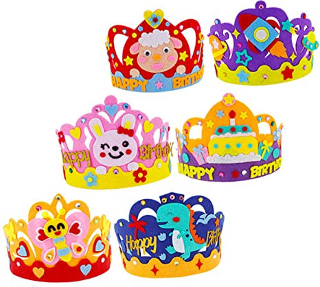 VICASKY 6 Sätze Kronenhut Geburtstagskronenset selber machen geburtstag krone hut DIY kit Stirnband-Set Tiara kinder DIY zubehör DIY Geburtstagskrone für Kinder Handbuch Kopfbedeckung