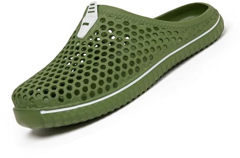 SAGUARO Clogs Pantoletten für Damen Sommer Hausschuhe Herren Aero I Grün 42