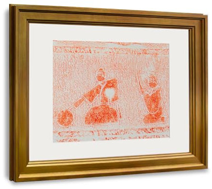 XM-GENYUE Wohnzimmer, Flur, Esszimmer Wandmalerei Dekoratives Gemälde - Altorientalische Musiker beim Spielen - Goldrahmen