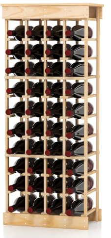 GOPLUS Porte Bouteille pour 40 Bouteilles, Casier à Vin Pin Massif, Range Bouteille à l’Horizontal, 47x28x13CM, Naturel