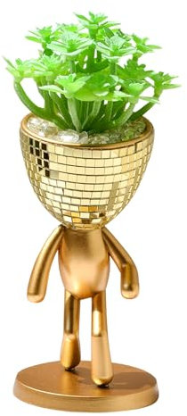 Blumentopf,Lustige Blumentöpfe Sukkulenten Töpfe,Nordic Pflanzen Übertopf,Beton Mini Blumentopf für Kaktus Miniaturpflanzen,für Home Office Schreibtisch Regal Fenster Pflanzentopf Dekor (Gold)