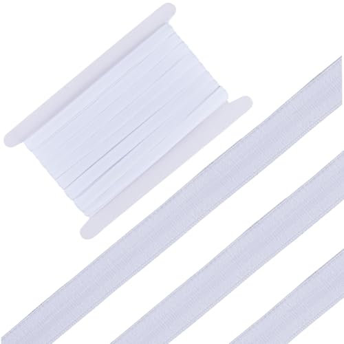 GORGECRAFT 10 Yards X 12mm Rutschfestes GummiAus Silikon Greiferbandrolle Mit 5mm Gummi StretchFasergewebe Zum Nähen Basteln DIY Stirnbänder Kleidungsstücke Perücken Hüte Taschen Weiß