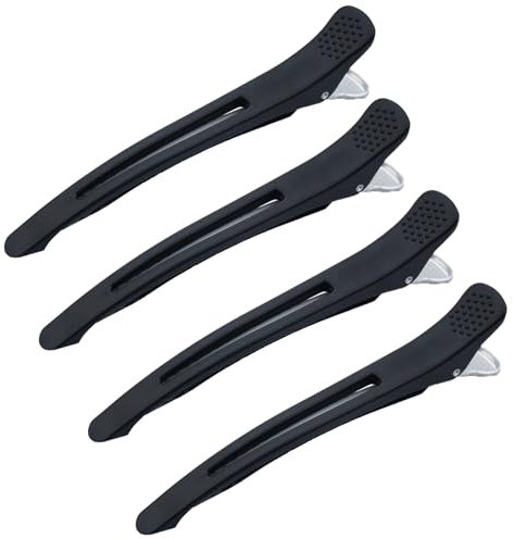4pcs Pince Coiffure Professionnel,Pince Cheveux Coiffeur Pince Bigoudis Cheveux,Clip Cheveux Bec de Canard Pinces à Cheveux pour Maquillage et Coiffure Professionnel Salon Outil-Noir