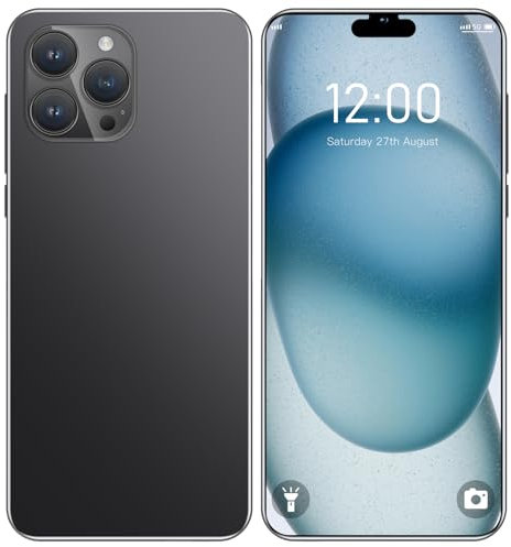 Teléfono Inteligente Desbloqueado Android Barato I15 Pro MAX 6.3 Pulgadas HD 3G Teléfono Celular Desbloqueado 1GB RAM 16GB ROM Teléfono Móvil SIM Dual con Cámara de 2MP+5MP Batería de 2800mAh (Negro)