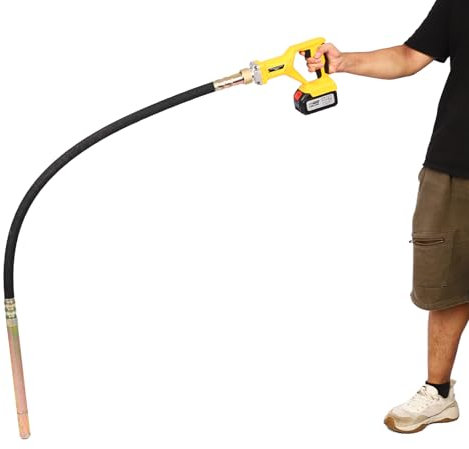 21V Brushless Akku Betonrüttler Tragbarer Akku-Betonrüttler Betonwerkzeuge Zementrüttler mit 1,5m Schlauch Flexibler Welle 35mm Durchmesser für Bau von Tunneln Brücken Straßen Autobahnleitplanken