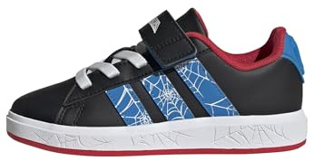 adidas Unisex Children's Marvel Spider-Man Grand Court Shoes Kids, Spider Man Black Light Blue Pure Ruby Red, 33.5 EU