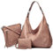 Pahajim Handtasche Damen Leder Handtaschen Set mit Geldbörse Shopper Tasche Damen Groß Hobo Umhängetasche Damen für Arbeit Einkaufen(Pink)