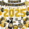 WINAROI Happy New Year Dekoration 2025 Ballon, Schwarz Gold Happy New Year Banner 2025 Luftballons,Neujahr Deko 2025,Silvester Deko Schwarz Gold Ballon mit Silvester Banner, Neujahr Silvesterdeko Set