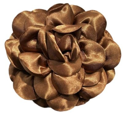 kowaku Blumenbrosche aus Satin, Kamelie, Ansteckblume, Anstecker, Revers, Blume, Haarspange für Bankett, Kleid, Tanz, Hochzeit, Schmuck, Geschenke, Braun