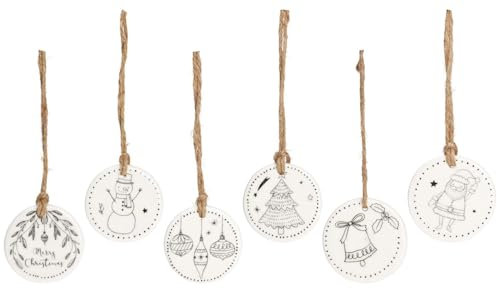 ZauberDeko Christbaumschmuck Porzellan Weihnachtsschmuck Weihnachtsbaum-Anhänger Weihnachten Deko 6 Stück