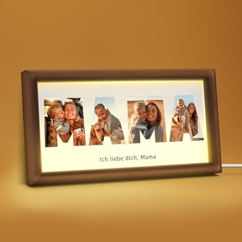 LUCKOR Weihnachtsgeschenke für Mama, Personalisierte Geschenke für Mama von Tochter Sohn Kindern, Mama Geschenk für Weihnachten Muttertag Geburtstag, Mama LED Bilderrahmen, Geschenkideen für Mütter
