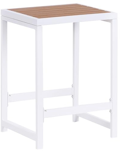 Beliani Outdoor Garden Stool Patio Seat Steel Base Polywood Seat White Avetrana