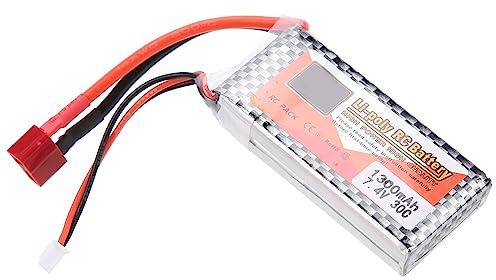 UPALDHOU 30C Discharge Rate 7.4V 1300mAh Lipo Battery with T Plug, Small Lightweight Rechargeable Battery for Racing Drones, Helicopters, Cars, Boats, Extended Entertainment, Versatile
