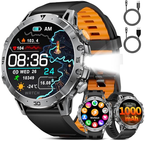 SUNKTA Smart Watch for Men with 1000mAh,1.7 HD Fitness Tracker Watch with 100+ Sports Modes,Heart Rate,SpO2 Tracker,Multifunctional Smart Watch for Android iOS Silicone Strap 3 Straps