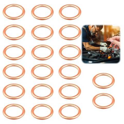16 Piezas Arandelas Metalicas Junta Tapon Carter M16 x 22 mm | Arandela Carter Aceite para Accesorios de Combustible Conexión de Línea de Aceite, Discos de cobre macizos compat
