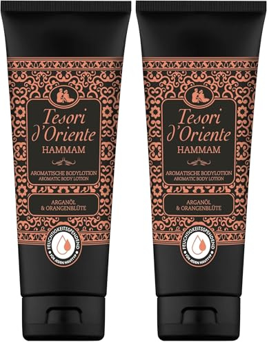 Tesori d'Oriente Bodylotion 'Hammam' | aromatisch mit Argan - Öl und Orangenblüte | zur Körperpflege | Ritual für Körper & Sinne | 250ml (Packung mit 2)