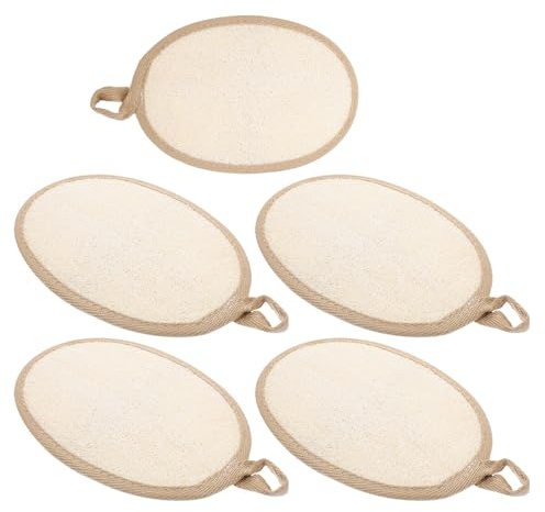 PENIKOKO 5 Stück 5 Stück Natürlicher Peeling Luffa Duschschwamm Elliptisch Luffa Körper und Gesichtsreinigung Nachhaltiges Badezubehör für Bad Dusche und Spa