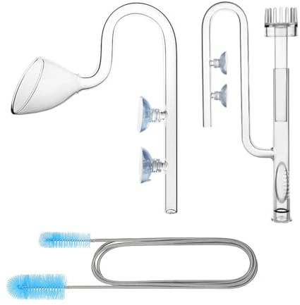 17 mm Glas Lily Pipe Set mit Skimmer Aquarium Ein- & Auslauf, Oberflächenskimmer für 16/22 mm Filter Schlauch, Borosilikatglas Inflow Outflow Rohr, fast unsichtbar für Aquascaping Pflanzenbecken
