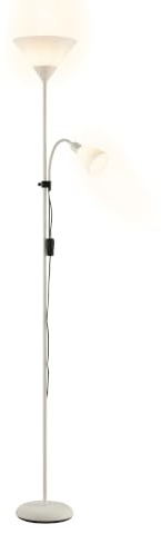 Brilliant Spari Deckenfluter mit Leselampe beige - LED Stehlampe - 1,8 m Standleuchte - für LED-Leuchtmittel geeignet (E27 & E14 Fassung) - mit verstellbarem Lesearm