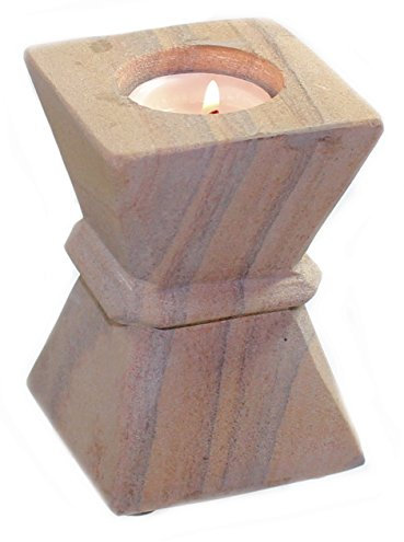 Budawi® Kerzenständer Teelichthalter aus Regenbogen Sandstein 11 x 7,5 cm Edelstein Naturstein Kerzenhalter Stein
