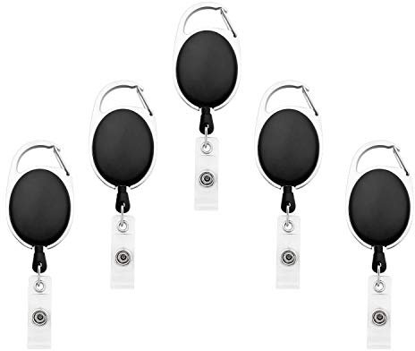 Fushing 5 Ausweisjojo,Einziehbarer Ausweishalter mit Vinyl Strap,Strapazierfähiger Karabiner-Ausweishalter für ID Badge Holder & Kartenhalter(Schwarz)