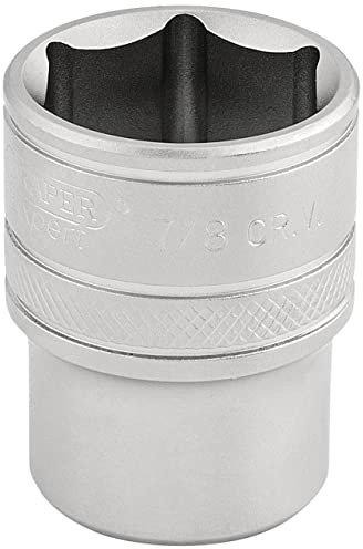 Draper 16632 1/2-Inch Square Drive Micro Satin Chrome Imperial Socket, 7/8-Inch Size, Blue