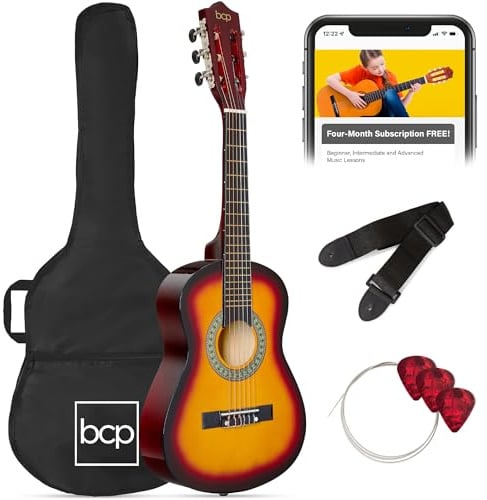 Best Choice Products 76,2 cm Kinder-Akustikgitarre, Anfänger-Starter-Set mit Gurt, Etui, Saiten – Sunburst