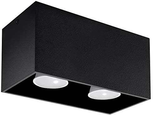 SOLLUX Hängelampe Quad Maxi Deckenleuchte - Rechteckige Pendelleuchte für Esstisch, Wohnzimmer, Küche - Schwarzes Aluminium 20 x 10 x 10 cm