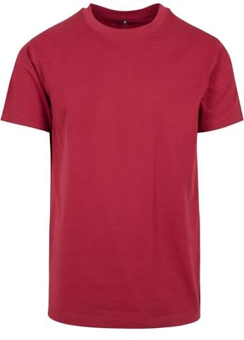 Build Your Brand Herren T-Shirt Round Neck, Männer Basic T-Shirt mit Rundhalsausschnit, Regular Fit, Baumwolle, Burgundy, XXL
