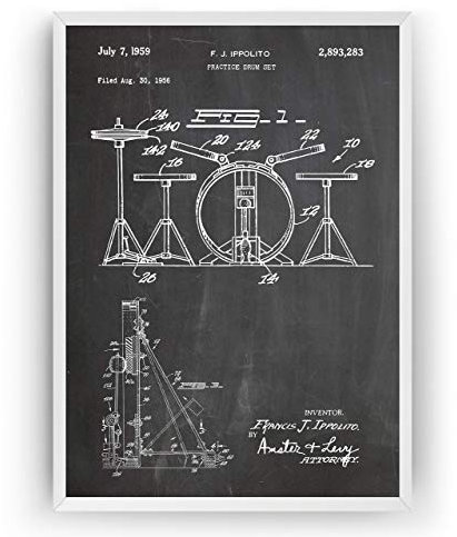 Schlagzeug 1959 Patent Poster - Practice Drum Set Jahrgang Drucke Drucken Bild Kunst Geschenke Zum Männer Frau Entwurf Dekor Vintage Art Blueprint Decor - Rahmen Nicht Enthalten