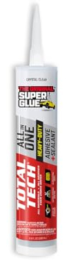 Total Tech, Clear, 9.8oz Cartridges, Heavy-Duty Construction Adhesive & Sealant Caulk, Flexible, All-Weather, Watertight, UV-Resistant, High Strength, Instant Grab, Ideal for Pools, Sinks, Bathtubs