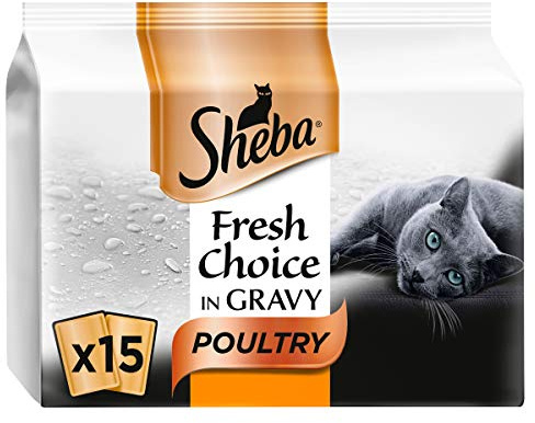 Sheba Fresh Choice Poultry Collection in Gravy Adult Wet Cat Food Pouches 15 x 50g