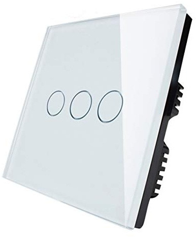 KONOQ Luxury Glass Panel Smart Touch Light Switch - ON/OFF Light Switch (3 Gang / 2 Way, White)