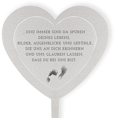 Fritz Cox® TrostGeschenke Grabstecker Herz 'und immer sind da Spuren deines Lebens'