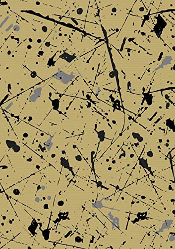 Geschenkpapier Farbspritzen Schwarz auf Braun K401927-2 - Breite 50cm - 50m lang - K401927-2-50-50Mtr
