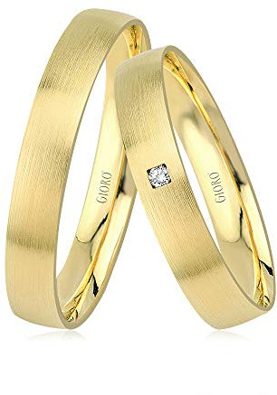 GIORO Sorrent Eheringe Trauringe Hochzeitsringe massiv Gold *handgefasster Brillant* Paarpreis Echtes Gold (8 Karat (333) Gelbgold)