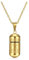 PiercingJak Collier Balle Pendentif Bouddhiste Mantra Prière Urne Cendres Funéraire Bouteille Tube Recipient Ouvrir Militaire Acier Inoxydable Homme Femme (Or)