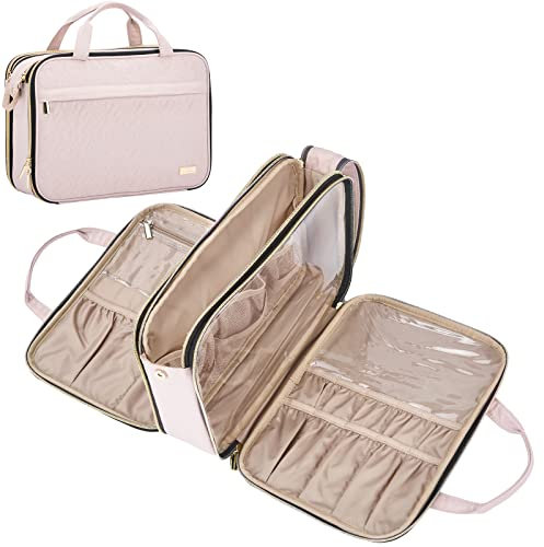 NISHEL Reise-Make-up-Tasche, stehend, tragbarer Kosmetik-Organizer, Kosmetiktasche für Reisegröße, Rosa
