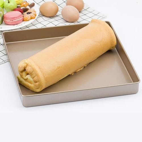 Square Baking Tray - 28x28x3cm Gold Aluminum Alloy Non-Stick Baking Trays Bread Pizza Baking Tool for Making Ice Cream, Cheese Cake