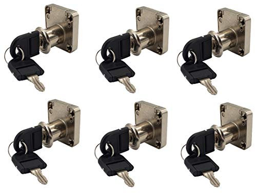 Purocean Schubladenschloss mit gleichschließendem Schlüssel, Möbelschloss für Schrank, Kleiderschrank, Werkzeugkasten, Schublade, Schreibtischschloss mit Größe 22 mm (7/8 Zoll), Perlnickel