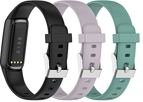 (3 unidades) Chofit Correas compatibles con Fitbit Luxe Correa, Clásico Reemplazo Suave Silicona Deportiva Pulsera Colorida Banda de Brazo para Luxe Actividad Tracker (Pequeño, Negro+Lavanda+Verde)