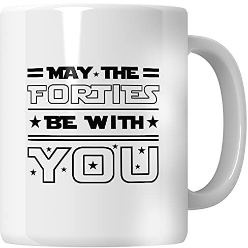WG - May The Forties Be with You, regalo de 40 cumpleaños para hombres, regalo de 40 cumpleaños, tazas de café para hombre que cumple 40 años, tazas de 40 cumpleaños