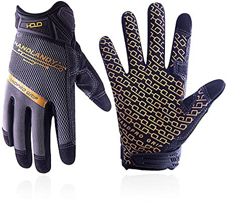 HANDLANDY Work Gloves with Grip for Men & Women, Mechanic Working Gloves Touchscreen, Flexible & Breathable Work Glove