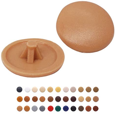 Marcopol (lot de 50 pcs) Capuchons à vis Pozi diamètre 12 mm, tête Pozidriv à clipser sur les couvercles en plastique, capuchon décoratif pour meubles (50, hêtre S22)